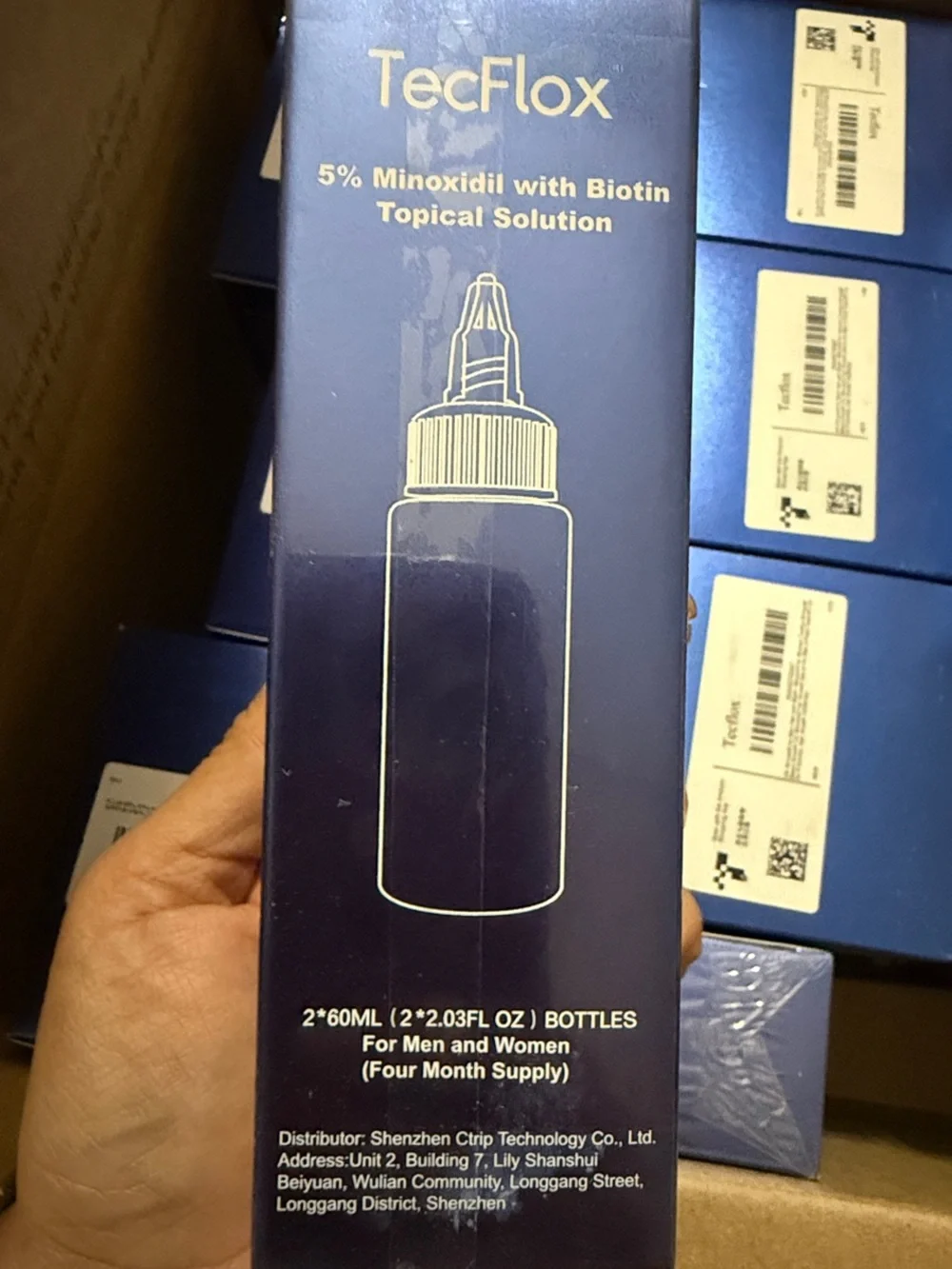 2 boxes Minoxidil Topical Solution 5%  Men & women - 4 bottles = 8 month supply